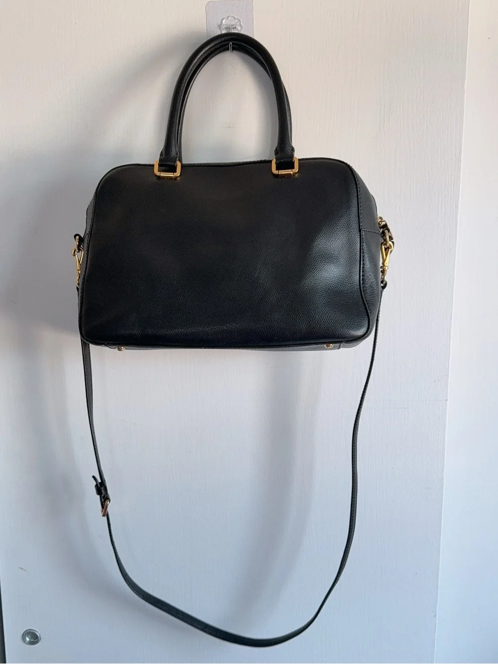 LRL Lauren Ralph Lauren Sabine Black Leather Satchel Purse